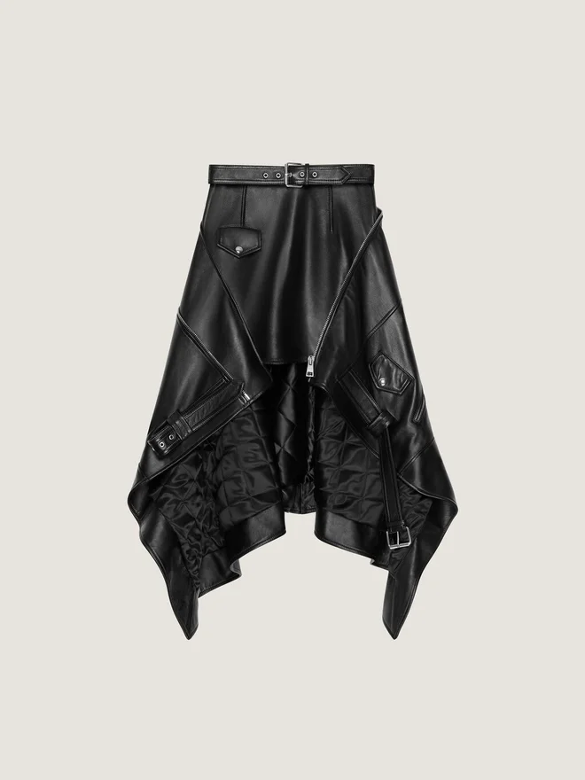 Asymmetric Biker Skirt in Leather Asymmetric Biker Skirt in Leather