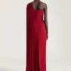 Asymmetric Evening Dress in Crepe Cady