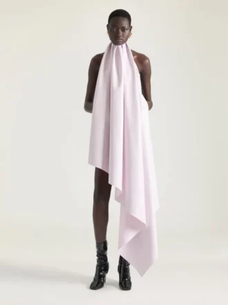 asymmetric halterneck dress in leather 1 330x440 - Asymmetric Halterneck Dress in Leather