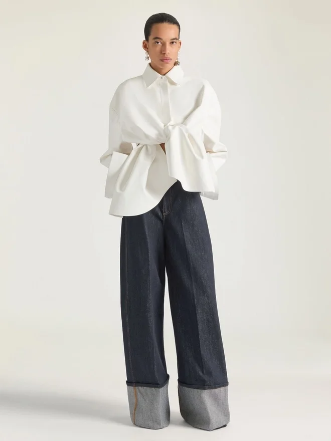 Asymmetric Shirt in Nappa Leather Asymmetric Shirt in Nappa Leather