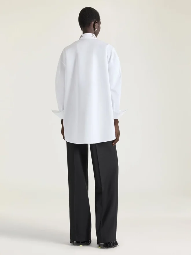 Asymmetric Shirt in Poplin with Sequins Asymmetric Shirt in Poplin with Sequins