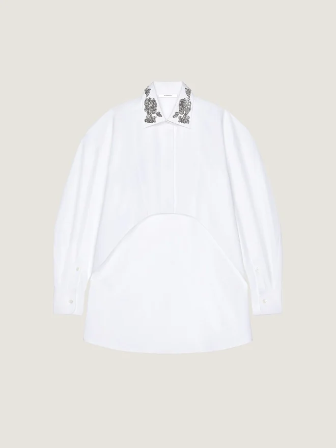 Asymmetric Shirt in Poplin with Sequins Asymmetric Shirt in Poplin with Sequins