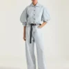 Back-To-Front Cocoon Jacket in Light Blue Denim