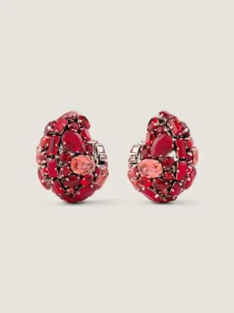 Bold Crystals Clip Earrings in Metal and Crystals