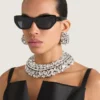 Bold Crystals Torque Necklace in Metal and Crystals
