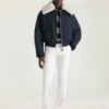Bomber in Cotton with Shearling Collar