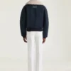 Bomber in Cotton with Shearling Collar