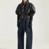 Bomber with Zipped Shawl Collar in Nappa Leather