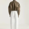 Bomber with Zipped Shawl Collar in Nylon