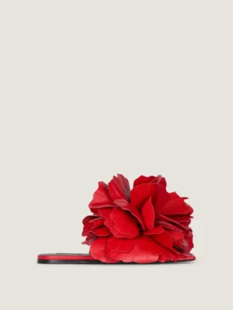 Boudoir Flat Mules in Leather with Rose Petals