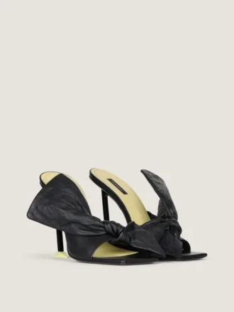 Boudoir Heeled Mules in Nappa Leather with Bow