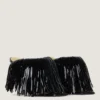 Boudoir Heeled Mules in Patent Leather with Fringes