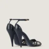 Cage Heeled Sandals in Leather with Studs