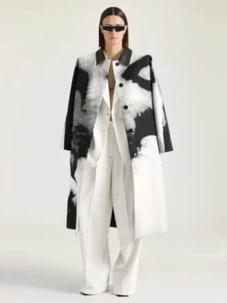 Car Coat in Cotton with Portrait Jacquard