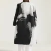 Car Coat in Cotton with Portrait Jacquard