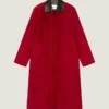 Car Coat in Suede with Leather Collar