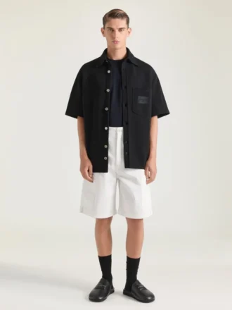 Cargo Bermuda Shorts in Herringbone Denim