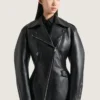 Cinched Biker Jacket in Leather