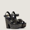 Clog Platform Sandals in Leather with Studs