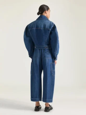 Medium Blue Cropped Cocoon Cargo Jeans