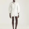 Cocoon Mini Dress in White Denim Cocoon Mini Dress in White Denim