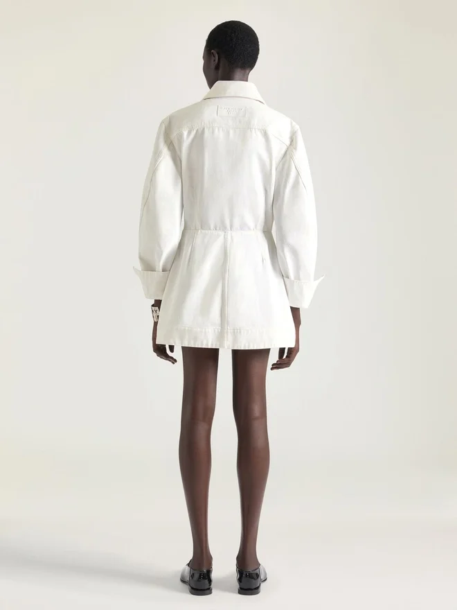 Cocoon Mini Dress in White Denim Cocoon Mini Dress in White Denim