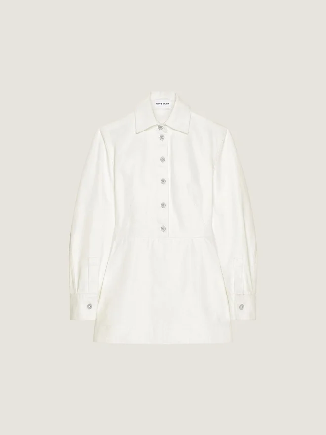 Cocoon Mini Dress in White Denim Cocoon Mini Dress in White Denim