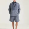 Couture Seam Checked Tuxedo Shirt in Cotton
