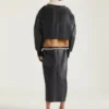 Cropped Aviator Jacket in Leather and Shearling
