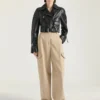 Cropped Cocoon Biker Jacket in Leather