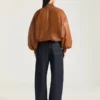 Cropped Cocoon Bomber in Nappa Leather