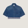 Cropped Cocoon Shirt in Medium Blue Denim