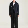 Cropped Pea Coat in Wool