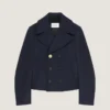 Cropped Pea Coat in Wool