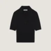 Cropped Polo in Second Skin Effect Knit