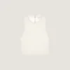 Cropped Top in Knit with Embroidered Pearls