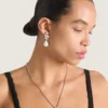 Crystal Pearl Asymmetric Earrings in Metal, Crystals and Pearls