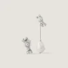 Crystal Pearl Asymmetric Earrings in Metal, Crystals and Pearls