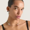 Crystal Pearl Short Necklace in Metal, Crystals and Pearls