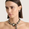 Deconstructed Crystals Necklace in Metal and Crystals
