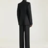 Double-Breasted Cocoon Jacket in Wool and Mohair
