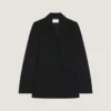 Double-Breasted Cocoon Jacket in Wool and Mohair