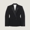Double-Breasted Cocoon Jacket in Wool with Inside-Out Detail