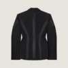 Double-Breasted Cocoon Jacket in Wool with Inside-Out Detail