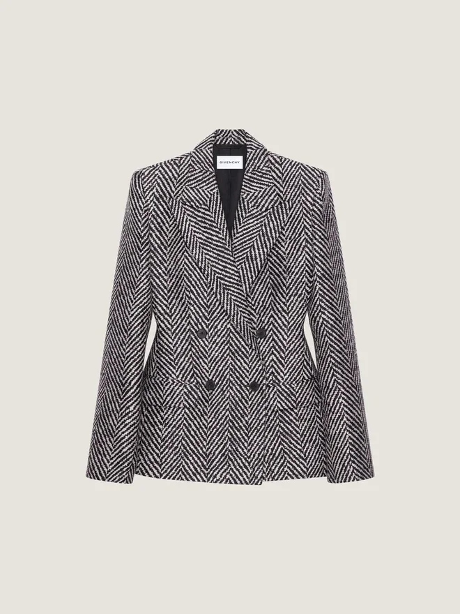 Double-Breasted Jacket in Herringbone Mixed Wool Double-Breasted Jacket in Herringbone Mixed Wool