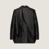 Double-Breasted Slashed Jacket in Leather