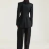 Double-Breasted Slashed Jacket in Wool