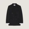Double-Breasted Slashed Jacket in Wool and Mohair