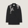 Double-Breasted Slashed Jacket in Wool with Sequins