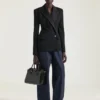 Double Breasted Tuxedo Jacket in Wool